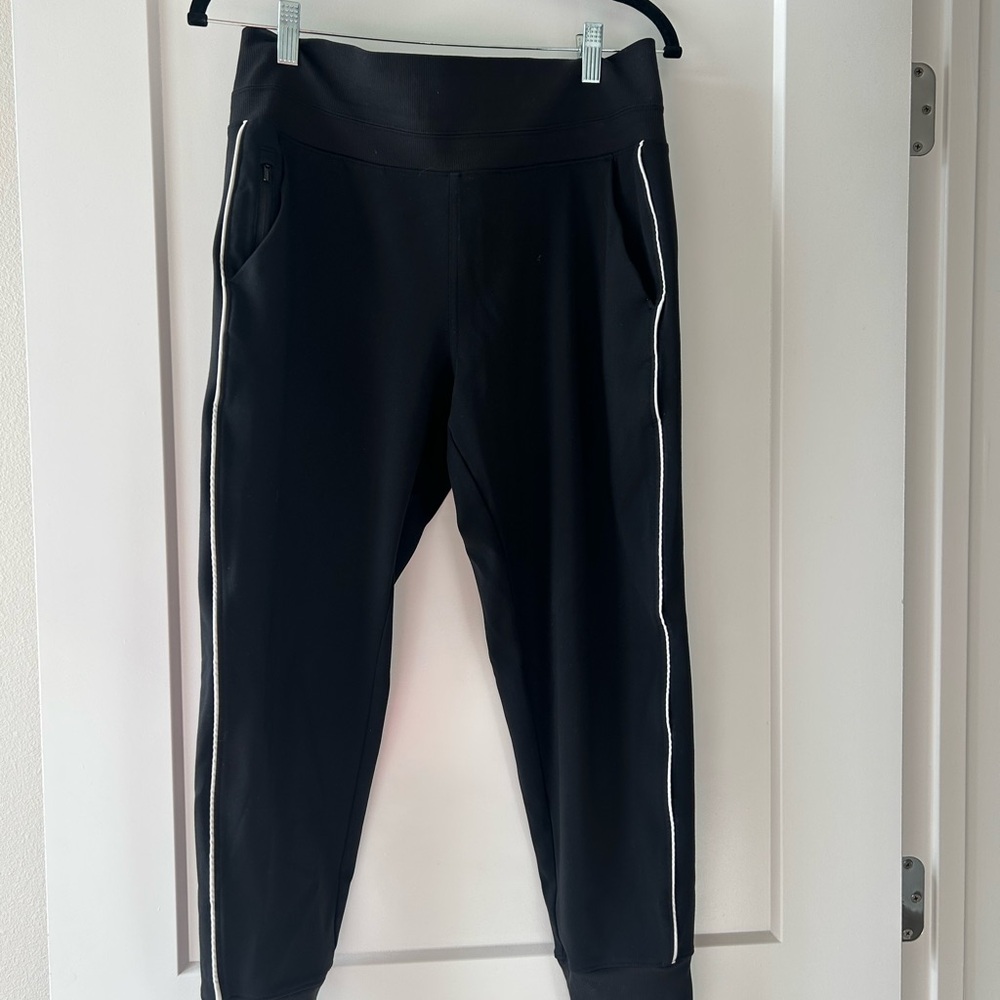 Athleta Black Joggers with White Trim